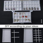 YUFONG Earring Organizer Box Acrylic Jewelry Organizer with 3 Drawers 54 Adjustable Grids Clear Stackable Earring Holder Velv