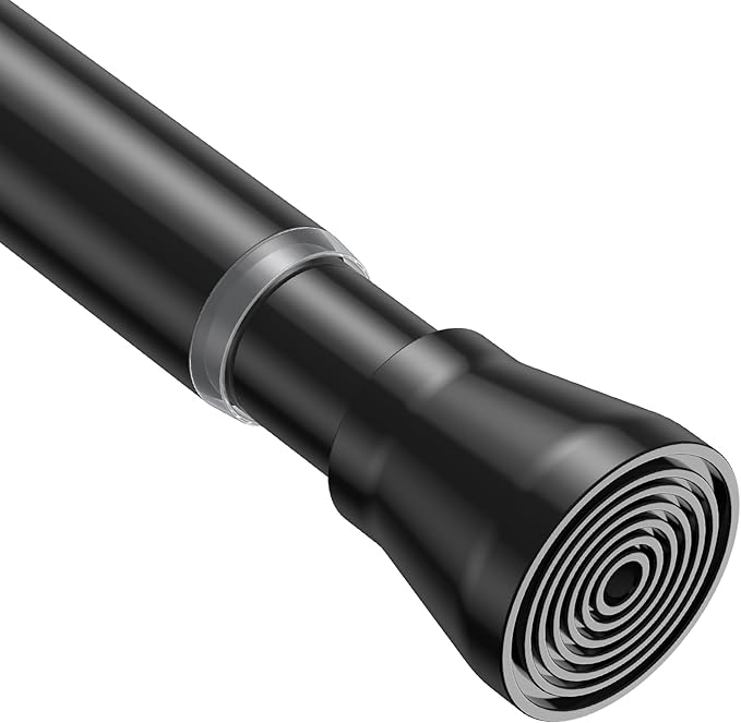 1Pack Black Tension Curtain Rod for Windows 29 to 64 inch, Never Rust adjustable curtain rod tension curtain rods no drilling