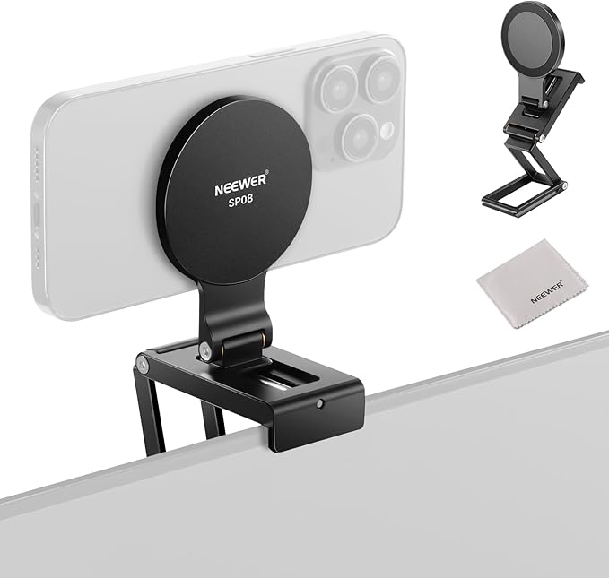 NEEWER Magnetic Continuity Camera Mount for Desktop Monitor, Arca Type Base Tri Fold Desk Phone Webcam Mount Stand Holder, Compatible with MagSafe iPhone iMac Apple TV 4K Mac Laptop Samsung, SP08