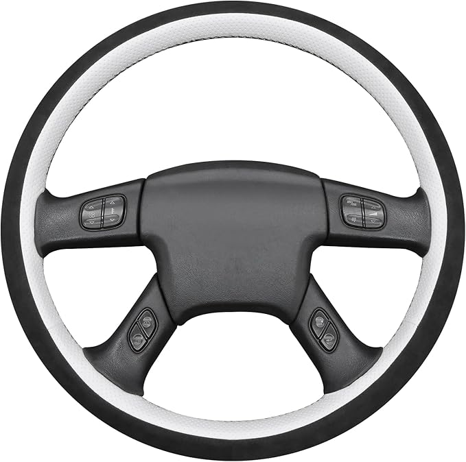 MEWANT Hand Stitched Steering Wheel Cover for Chevy Silverado 1500 2003-2006 9002 Athsuede Faux Leather Steering Wrap