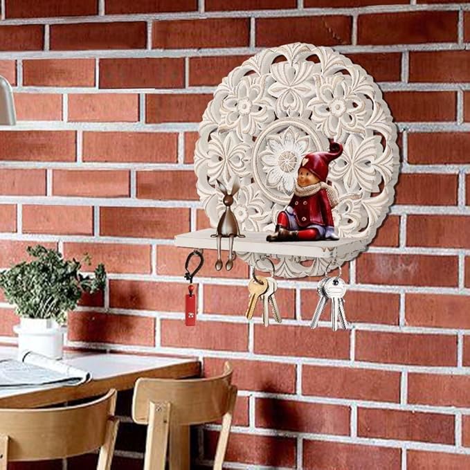 Farmhouse Vintage Key Holder Wall Decorative Key Hooks Home, Key Hanger for Wall Key Organizer Wall Mount, Hooks for Coats, D
