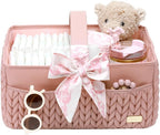 Luxurious Baby Diaper Caddy, Nursery Storage Basket for Newborn Boy and Girl, Travel Baby Basket for Diapers Baby Wipes, Orga