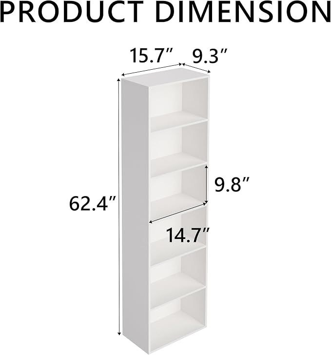 Wooden 6 Cube Storage Organizer, White 6 Cube Storage Shelf, 6 Tier Closet Organizers Storage Cubes Display Cubby, Versatile 