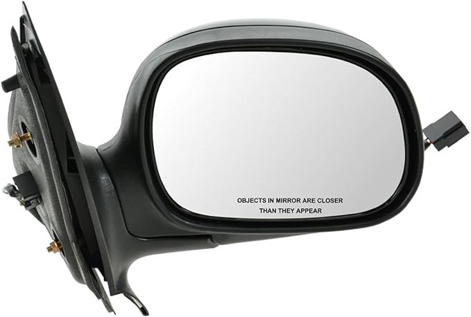 TRQ 2 Piece Driver and Passenger Side Mirror Assembly Set Manual Folding Electric Adjustment Non-Heated No Memory Black Compa