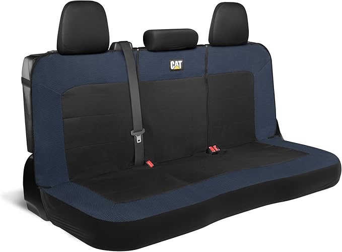 Cat MeshFlex Blue & Black Rear Seat Cover for Car – Durable Canvas & Mesh Design 60/40 Split Bench Protector for Cars, Trucks