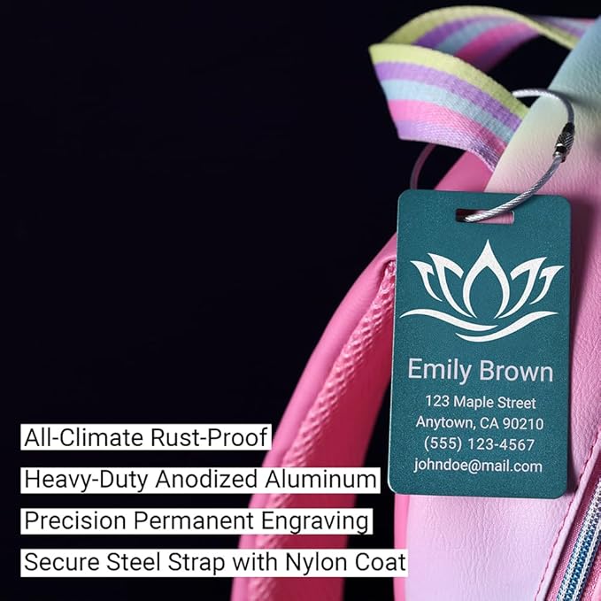 Personalized Luggage Tags for Suitcases – Custom Metal Name Tag for Travel, Golf Bag, and Baggage – Durable Aluminum Luggage 