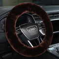 Fluffy Fur Wool Sheepskin car Steering Wheel Cover, Fuzzy Protector for Universal Steering Wheel 15inch, Anti-Slip,Comforting