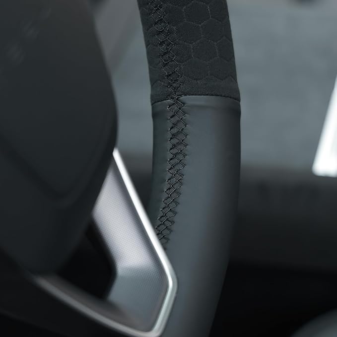 MEWANT DIY Stitching Steering Wheel Cover Wrap for Tesla Model 3 Highland 2023-2025/Model Y 2025 Highland for Tesla Model 3/Model Y Accessories
