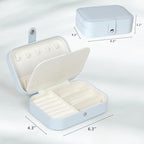Hatori Travel Jewelry Box, PU Leather Small Jewelry Organizer for Women Girls, Double Layer Portable Mini Travel Case Display