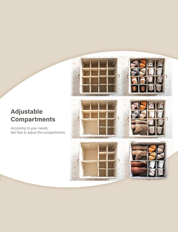StorageWorks Under Bed Storage with Lid with Shoe Organizer for Closet