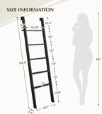 Blanket Ladder with Top Shelf, 5-Tier Wood 64” Decorative Ladder for Living Room Throws, Bedroom Quilt, Bathroom Towel & Toil