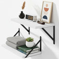 Vivelove Floating Shelves for Wall 16inch, 8 Deep Wood Wall Shelves Set of 2, for Bathroom Living Room Kitchen Office Bedroom