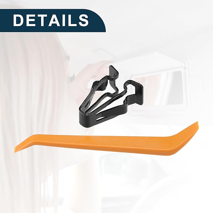Makeup Mirror Cover Sun Visor Cap Clip for Ford Edge Robust No.DS7Z54672A40AF | Inner Sun Visor Bolt Cover Grey White with Flat Pry Bar 1 Set