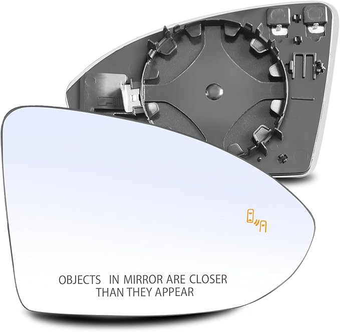 Passenger Right Side Mirror Glass - Compatible with VW Vehicles - 2016-2019 e-Golf/Golf R/Golf SportWagen, 2016-2021 Golf/GTI, with Heated/Blind Spot Detection, w/o Auto Dimming, Replace# 5G0857522Q