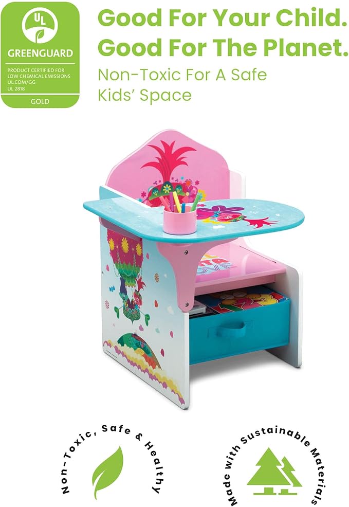Delta Children Chair Desk with Storage Bin, Trolls World Tour