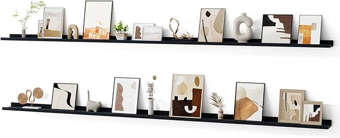 Floating Picture Ledge Shelves for Wall Set of 2, 95 Inches Picture Ledge Shelf with Long Large Nursery Book Shelf for Toys S