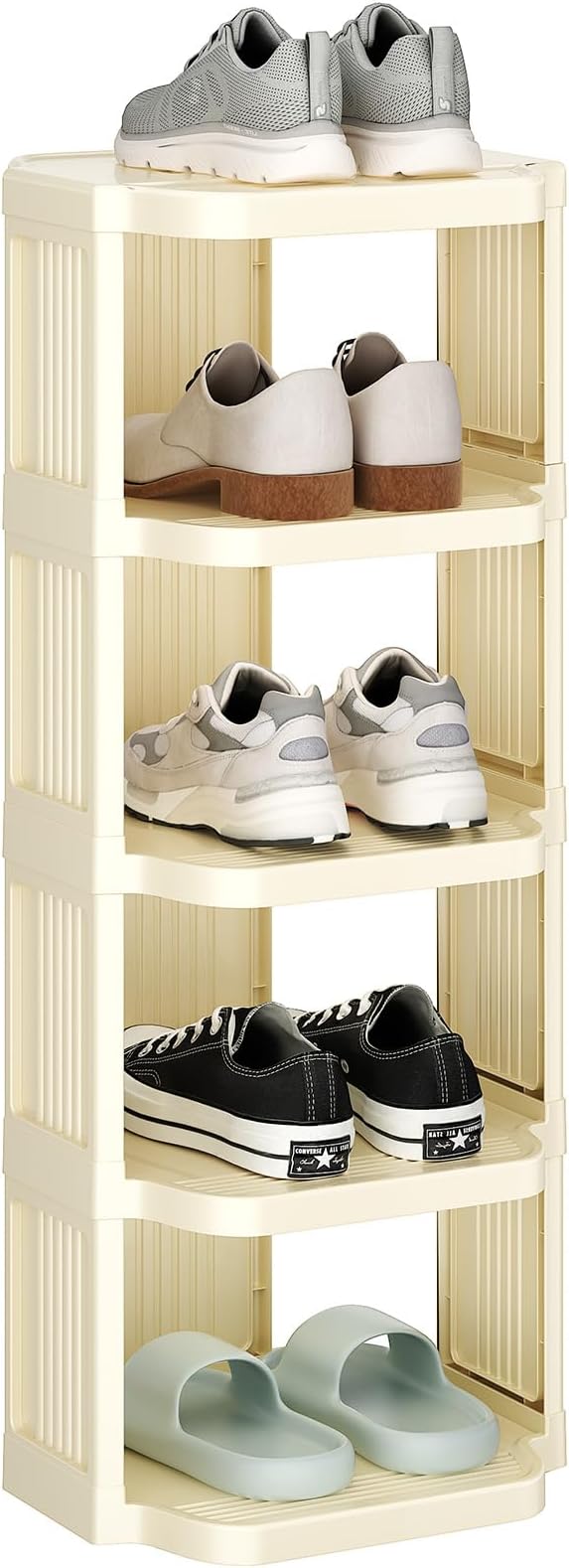Kitstorack Vertical Shoe Rack: 5 Tiers Stackable Shoe Rack for Closet DIY Free Standing Shoe Organizer Small Shoe Shelf for S