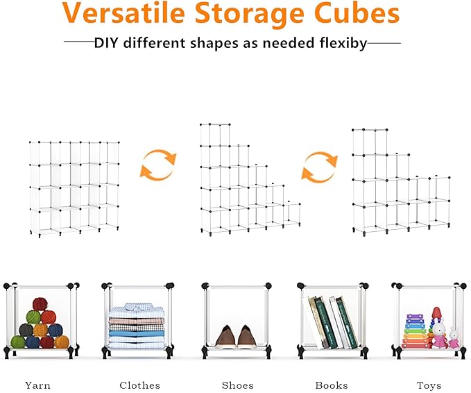AWTATOS Cube Storage Organizer, 16 Cube Closet Organizer, Stackable Storage Cube Shelves, DIY Portable Closet Clothes Organiz