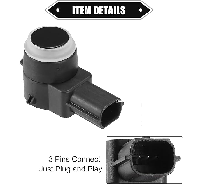 4 Pcs PDC Reverse Parking Assist Sensor Compatible for Cadillac Escalade 2007-2014, Durable ABS Plastic Black Rear Bumper Parking Assist Sensor