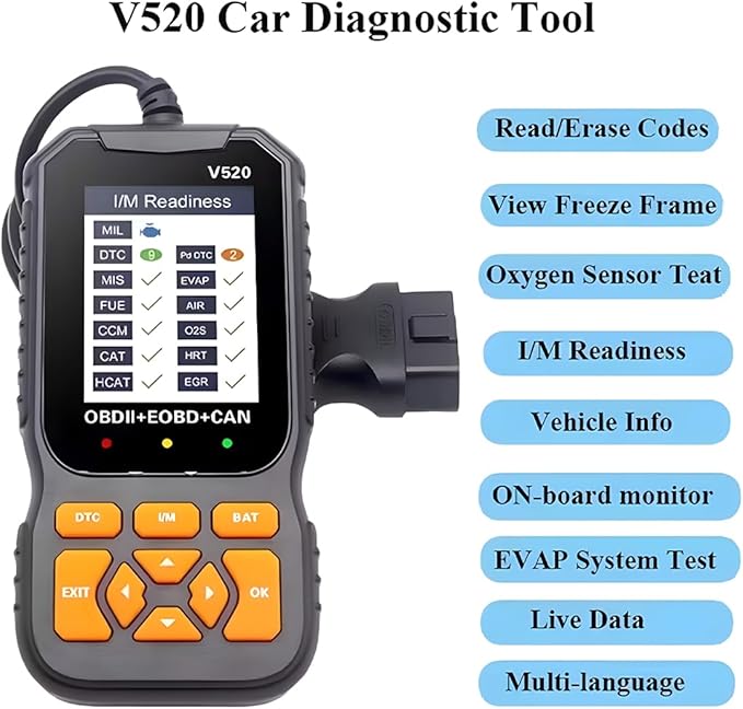 OBD2 Car Scanner Diagnostic Tool, V520 Vehicle OBDII/EOBD Code Reader, Enhanced Automotive Fault Code Reader Scanner