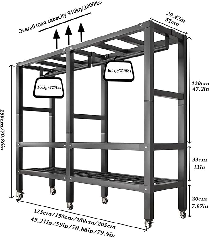 Metal Mobile Clothes Drying Rack - Fabric Wardrobe Closet, With Cover And Wheels Collapsible Clothes Rack, Heavy Duty Portabl