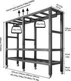 Metal Mobile Clothes Drying Rack - Fabric Wardrobe Closet, With Cover And Wheels Collapsible Clothes Rack, Heavy Duty Portabl