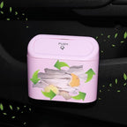 Car Trash Can Bin with Lid - Universal Vehicle Mini Leakproof Garbage Can Bin with 20pcs Trash Bags Can Organizer Storage for Front Back Seat Accessories for Auto Office Bedroom Home(Pink)