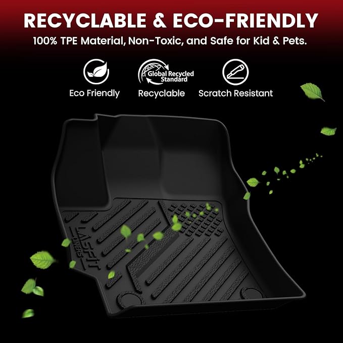 LASFIT Floor Mats & Cargo Mat for Toyota Corolla Hatchback 2019-2026, TPE All Weather Protection Rubber Car Liners Custom Fit for Corolla Hatchback Accessories 1st & 2nd Row & Trunk Mats, Black