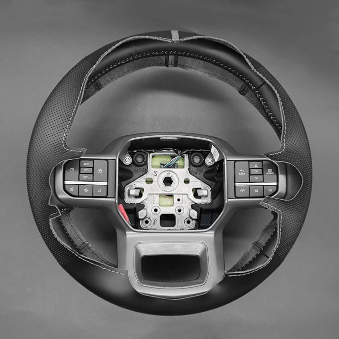 MEWANT Steering Wheel Covers for Ford F-150 2021-2023 / F-150 Lightning 2022-2023 Hand-Stitched F150 Steering Wheel Wrap