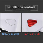 Seat Belt Adjuster Base Panel Cover Compatible with Tesla Model 3 Highlander 2023+, Car Safety Belt Buckle Panel Decor Frame, Seat Belt Warp Cover, Carbon Fiber (Red)