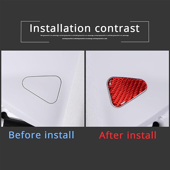 Seat Belt Adjuster Base Panel Cover Compatible with Tesla Model 3 Highlander 2023+, Car Safety Belt Buckle Panel Decor Frame, Seat Belt Warp Cover, Carbon Fiber (Red)