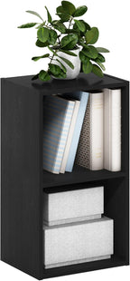 Furinno PASIR Book Shelf, 2-Tier Modern Bookshelf, Open Shelves Bookcase 9 x 12 x 21, Easy Assembly, for Living Room, Bedroom
