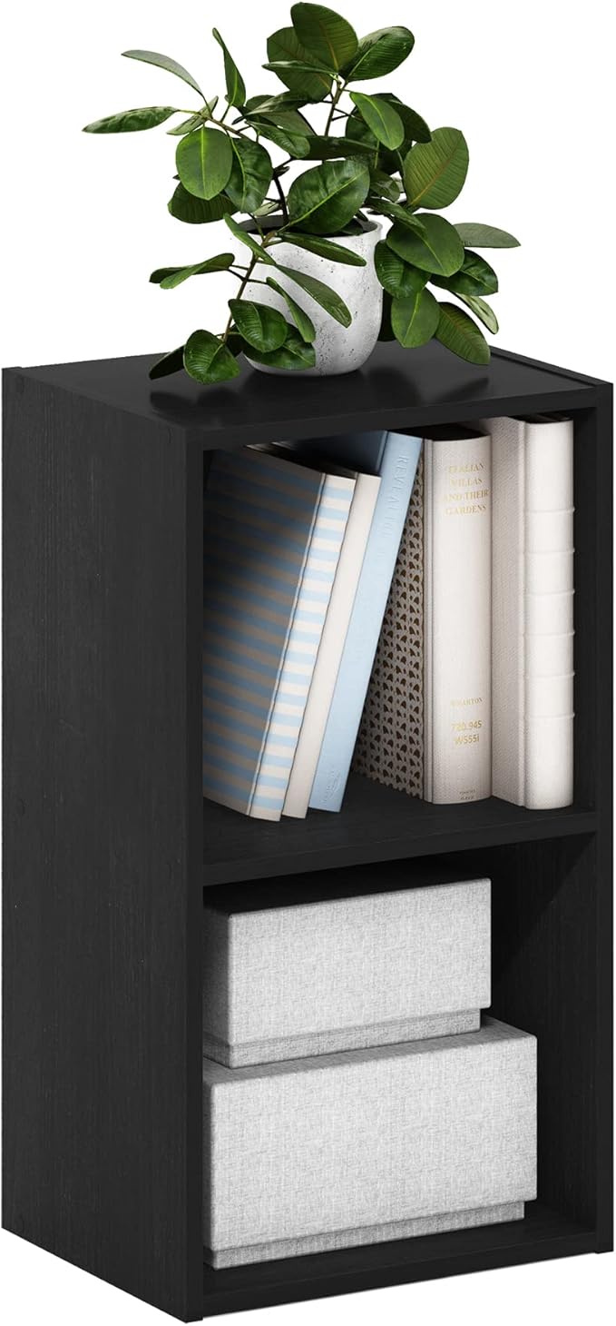 Furinno PASIR Book Shelf, 2-Tier Modern Bookshelf, Open Shelves Cube Bookcase, 9 x 12 x 21, Easy Assembly, Closed Back, for L