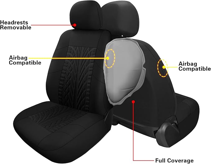 Pariitadin Car Seat Covers Front Pair, Washable and Breathable Seat Covers for Cars, Universal Fit Car Interior Covers for Mo