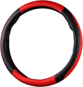 Moyishi Top Leather Steering Wheel Cover Universal Fit Soft Breathable Steering Wheel Wrap (Red2)