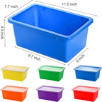 Nicunom 6 Pack Small Cubby Bins Storage Bins with Lids, 5 Qt Plastic Storage Bins Colorful Toy Storage Containers, Stackable 