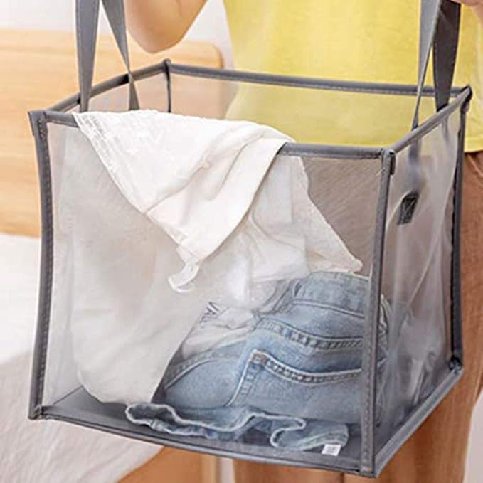 Pop Up Laundry Baskets - Mesh Collapsible Laundry Hampers Storage with Handle - Foldable for Washing Storage, Great for The K