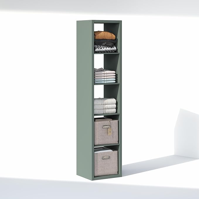 Furinno Cubic Closet Organizers and Storage, 5-Cube Closet Organizer, Open Shelf Closet Storage, Extra Thick Frame for Wardro
