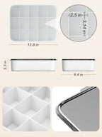 Sock and Underwear Organizer for Drawer with Lid, 15 Grid Plastic Storage Box for Closet and Dresser, Drawer Organizer for Ba