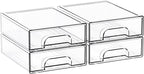 Yieach 2.2'' High Small Clear Stackable Storage Drawers,4 Pack Desk Organization and Storage Bins,Plastic Office Supply Organ