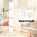 LinTimes 5-Tier LED Wall Shelf with Remote Control, White Floating Shelves Unit, Wall Mounted Display Storage