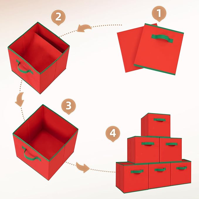 STORAGE MANIAC Storage Cubes, 11 Inch Durable 6 Pack Storage Shelf Basket for Christmas, Fabric Foldable Collapsible Bins wit