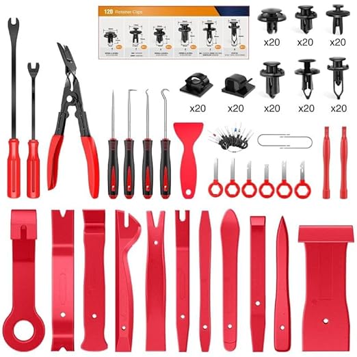 GOOACC 200Pcs Trim Removal Tool, Auto Push Pin Bumper Retainer Clip Set Fastener Terminal Remover Tool Adhesive Cable Clips R