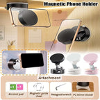 Foldable Magnetic Vacuum Phone Holder, 360° Electric Suction Car Mount, Double-Sided Swivel Stand for Car, Mirror, Gym, Kitchen, Hands-Free Portable Phone Holder (Pink)