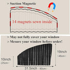 Ovege Car Side Window Sun Shade Car Curtain Pleated Silky Suction Magnetic (Black-Opaque, Front Seat 2pcs)