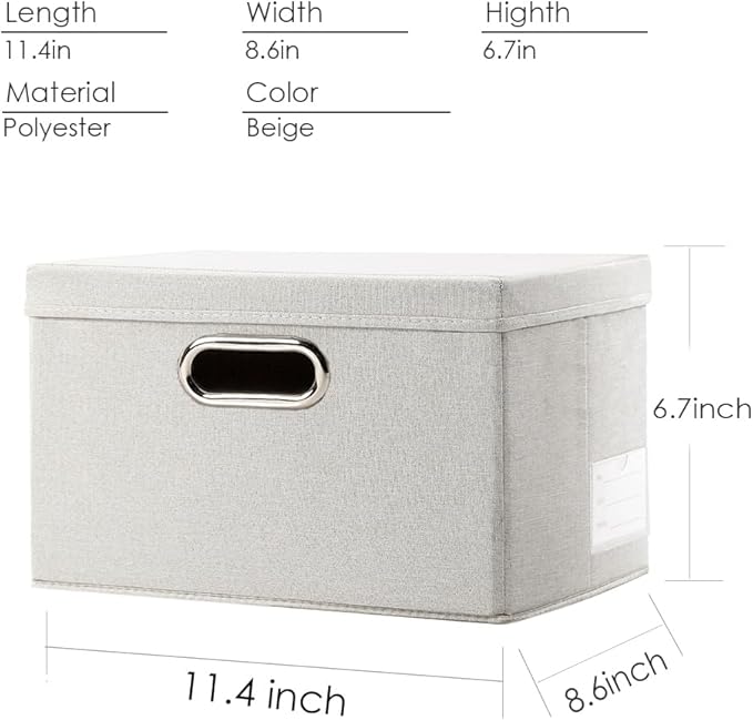 PRANDOM Storage Bins with Lids [3-Pack] Linen Fabric Foldable Storage Boxes Organizer Containers Baskets Cube with Cover for 