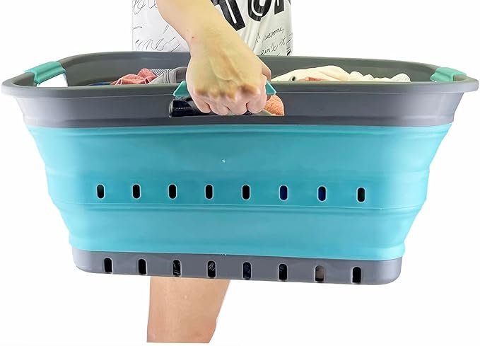 SAMMART 42L (11 gallon) Collapsible Plastic Laundry Basket - Foldable Pop Up Storage Container/Organizer - Portable Basket - 