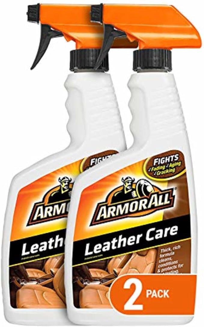 Armor All Car Leather Care Spray, Leather Cleaner and Protectant for Cars, Trucks and Motorcycles, Includes 2 Bottles, 16 Fl 