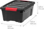 IRIS USA 13 QT Plastic Storage Box with Lid and Latches - 6 Pack - BPA-Free, Garage Organizing Solution, Durable Nestable Sta