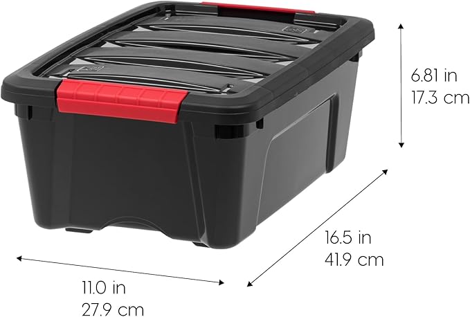 IRIS USA 13 QT Plastic Storage Box with Lid and Latches - 6 Pack - BPA-Free, Garage Organizing Solution, Durable Nestable Sta